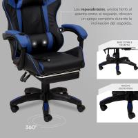 Gaming con Respaldo Ergonómico Inclinable y Altura Ajustable, Silla de Oficina con Soporte Lumbar, Acolchado y Reposapiés Extraíble, Negro, 58x66x114-124 cm - details 34