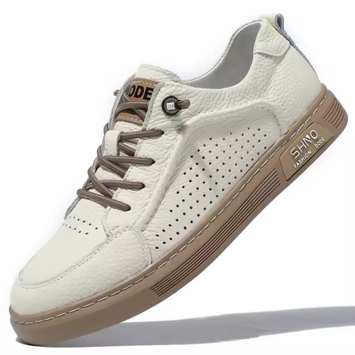 Sandalias transpirables de los hombres 2025 verano nuevos productos zapatos de la junta de los hombres zapatos casuales de moda baja parte superior de la primera capa de piel de vaca superficie cómoda zapatos de los hombres jóvenes - 1