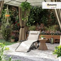 Plegable Jardín Exterior con Respaldo Ajustable Reposacabezas Bolsillo Lateral Banja y Estructura Acero Carga 120 kg para Terraza Piscina Playa 190x60x31 cm Crema - details 7