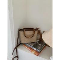 Bolsos de Viaje Hechos a Mano para Mujer Bolsos Cruzados de Verano de Paja con Asa de Madera - details 11