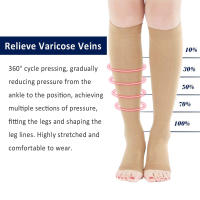 1Pair Sports Calf Compression Socks 20-30 MmHg Knee High Support Stockings Open Toe for Pregnancy, Varicose Veins, Running - details 4