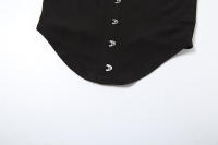 BUNO-Conjunto de 2 piezas de verano con diseño de gato extraño para mujer, Top con corsé de una sola botonadura + faldas de malla con borlas irregulares, ropa para discoteca de medianoche a juego para vacaciones - details 14
