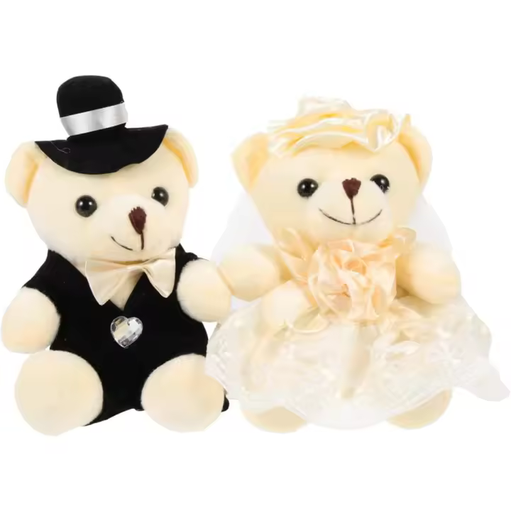 Muñeca de Oso de Boda Juguete de Peluche de Dos Piezas Decoración de Muñeca de Algodón - 1