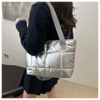 Moda señoras Tote bolsos de gran capacidad de algodón acolchado bolsa de compras rombo bolso portátil acolchado sólido para viajes de ocio - details 25