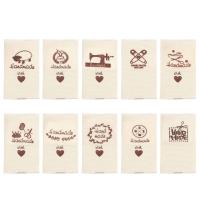 Tijeras de oveja con forma de corazón, etiquetas de tela con patrón de dibujos animados, hechas a mano con amor, accesorios de costura, 50 piezas - details 0