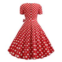 Mujeres Vintage verano 50s 60s Retro Pin Up Swing Rockabilly Vestidos elegante negro lunares vestido de fiesta de oficina - details 8