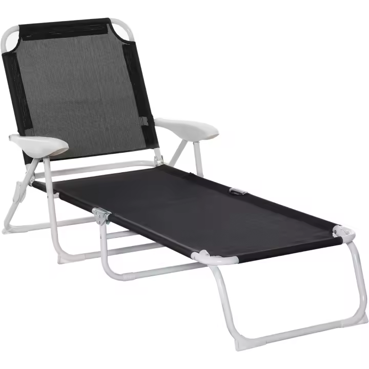 Respaldo Ajustable en 4 Posiciones Marco Metal TextelineTranspirable 186x66x80 cm Negro - 1