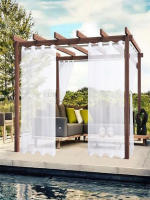Cortina Transparente Impermeable Para Exteriores 1Pc/2Pcs Color Negro Blanco Gris Hecha De Poliéster 100% Translúcida - details 2