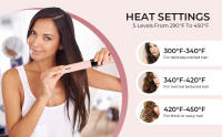 Plancha de titanio PRITECH, temperatura ajustable (290-450 ° F), 1 plato, alisador/rodillo para el cabello, rosa - details 3