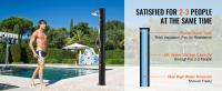 SucceBuy Kit de ducha con calefacción solar para exteriores de 40 L, con 2 cabezales de ducha y grifo de ducha para pies, modos de mano/colgante, montaje rápido con orificio preperforado para patio trasero, piscina, playa, spa - details 1