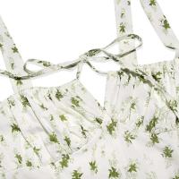 Vestido Midi bohemio de verano con tirantes finos y abertura en el muslo, vestido con lazo en la parte delantera, estampado liso, sin mangas, Vintage, vestidos de playa - details 5