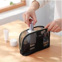 Bolsa De Maquillaje Para Mujer De Tela Malla Negra Gran Capacidad Organizador De Viaje Portátil Bolsas De Toallas De Higiene Personal - details 10