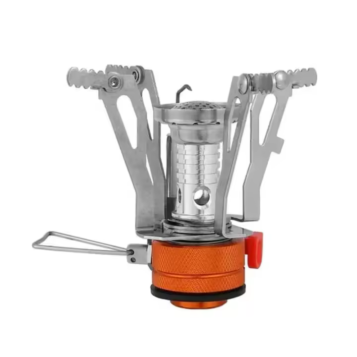 Estufa plegable para exteriores, mini camping de aleación ultraligera, para senderismo, estufa de gas portátil para exteriores - 1