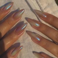 Juego De 24 Uñas Postizas En Arco Iris Y Gradient Long Pointed Acrílicas Removibles Estilo Francés Cobertura Total Para Fiesta - details 3