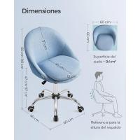 Silla de Escritorio Giratoria de Algodón y Lino Altura Ajustable, Comodidad de Almohada, Azul Pálido - details 2