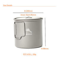 Taza de Camping al Aire Libre TOAKS de Titanio Ultraligera 650ml con Tapa y Mango Plegable Cocina de Senderismo Material de Hierro Titanio Forma Redonda Estilo Universal - details 1