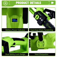 ONEGREEN-motosierra eléctrica sin escobillas de 6000W y 12 pulgadas, sierra de batería inalámbrica, herramienta eléctrica para carpintería de jardín para juego de batería de 21V y 18V - details 6