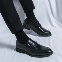 Zapatos formales de negocios para hombre, calzado de cuero PU de tacón bajo, estilo británico, hebilla de Metal a la moda - details 12