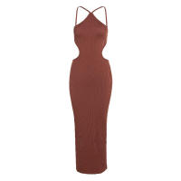 BUNO-estido de punto Nibber para mujer, vestido Sexy sin mangas con cuello Halter, parte de atrás bonita, vestido sin cintura, vestido ajustado elegante a la moda - details 17
