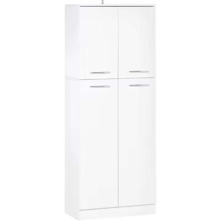 Mueble auxiliar de almacenamiento multifuncional de 2 puertas con 5 estantes y baldas ajustables moderno para salón, dormitorio, cocina 59x31x155 cm blanco - 1