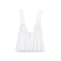 OUWU- Top con cuello en V y lazo para mujer, decoración de color sólido, primavera/novedad de verano, ropa informal para mujer - details 2