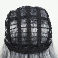 Pelucas en capas ombré gris oscuro con flequillo, extensión de cabello, peluca Bob en capas recta falsa, cabello sintético corto transpirable destacado - details 4