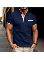 Nuevo polo de manga corta casual de negocios de verano para hombre, transpirable, colores contrastantes - details 2