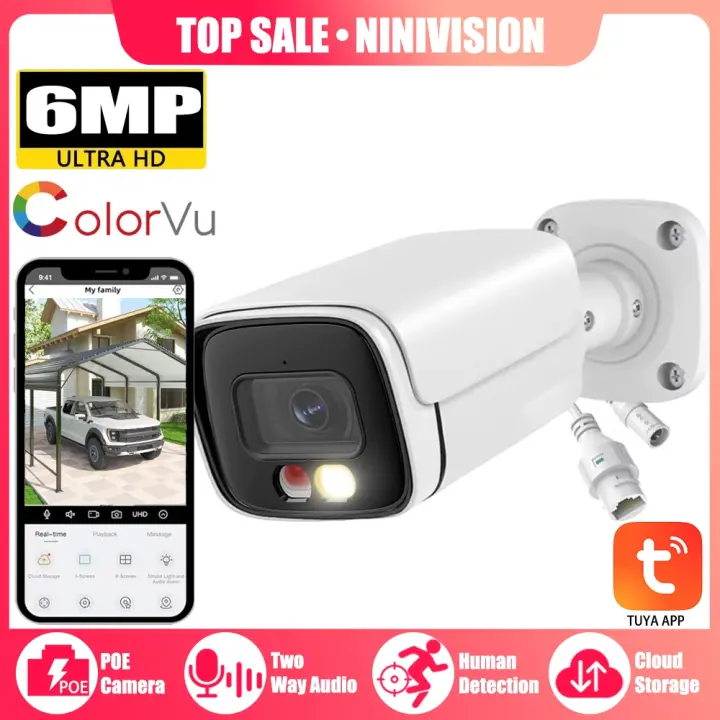 Cámara de Seguridad Inteligente TUYA 6MP Audio Bidireccional Visión Nocturna CCTV de Metal Pistola - 1