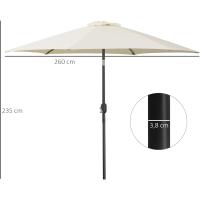 Sombrilla de Jardín Reclinable con Manivela y 6 Varillas de Metal para Terraza Exterior Balcón Crema - details 3