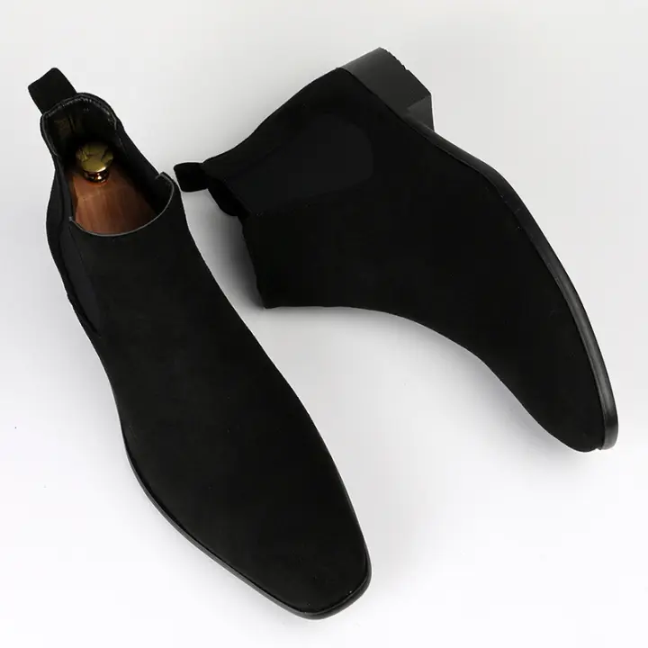 Botas Chelsea para hombre, zapatos para hombre con punta cuadrada pequeña, botines cortos para hombre de moda versátil. - 1