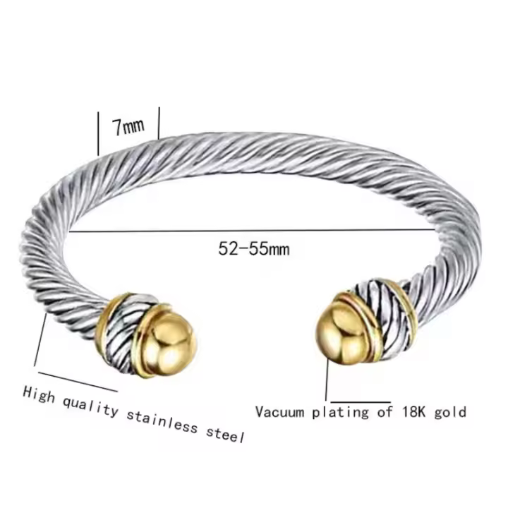 Pulsera para hombre de titanio y cable de viaje, estilo hip hop punk, ajustable, pulida, ideal como regalo para hombre. - 1