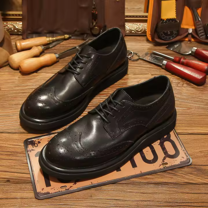 Zapatos de cuero genuino de alta gama con cabeza de vaca pura de piel de vaca casual transpirable de suela blanda - 1