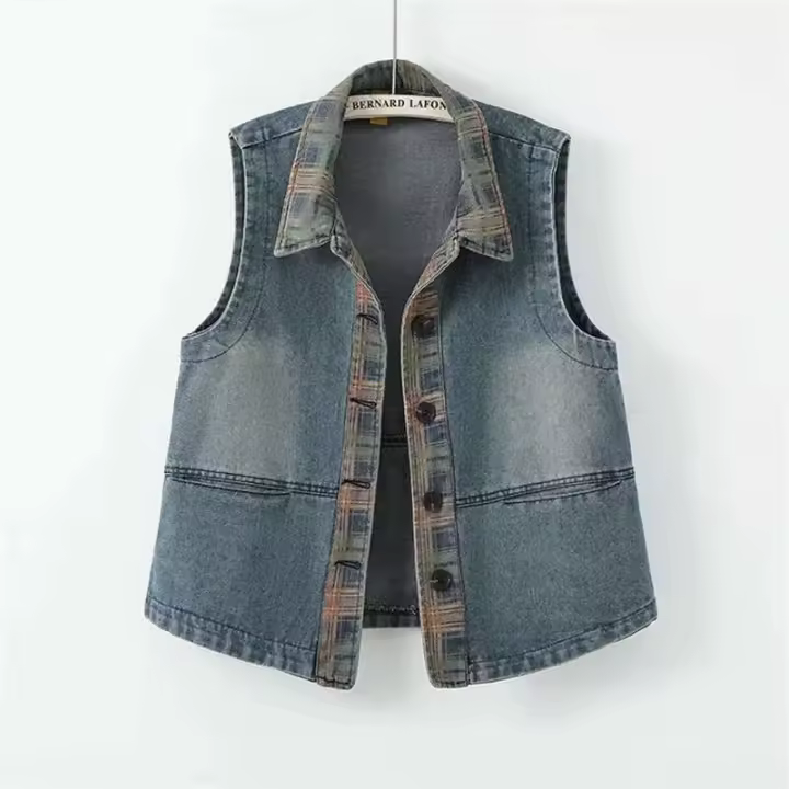 Chaleco Denim Retro para Mujer Chaleco Ajustado sin Mangas, Botón Único, Moda Casual de Primavera y Otoño, Novedad 2024 - 1