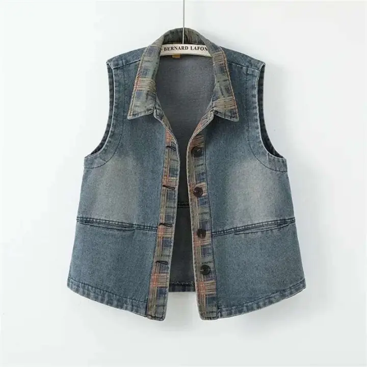 Chaleco Denim Retro para Mujer Chaleco Ajustado sin Mangas, Botón Único, Moda Casual de Primavera y Otoño, Novedad 2024 - 1