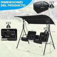 Bolsa Térmica Exterior para 2 Personas Columpio de Jardín con Toldo Ajustable y Cojines Extraíbles - details 11