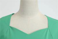 Vestido de fiesta de verano para mujer con cuello cuadrado sólido y cinturón - details 27
