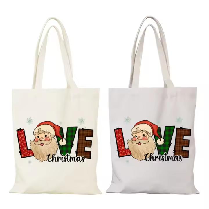 Bolsa de mujer Feliz Navidad, regalo de Año Nuevo, bolsos de señora, bolso de mano de anime, bolso de lona, bolsos de compras, bolso ecológico de tela para mujer - 1