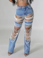 Vaqueros de cintura alta de moda para mujer con brillantes de imitación - details 3