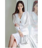 Mujeres otoño moda nuevo ceñido al cuerpo vestido a media pierna ajustado manga larga elegante Casual sólido Vestidos de fiesta de negocios bata femenina Mujers - details 8