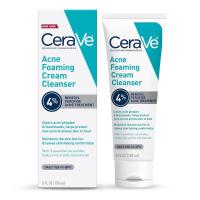 CeraVe Acne Foaming Cream Cleanser, limpiador facial con peróxido de benzoilo al 4% con ácido hialurónico, niacinamida y ceramidas, tratamiento diario suave para el acné para la cara - details 0