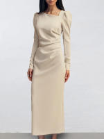 Vestido largo elegante de invierno con manga de viajero, nuevo estilo francés, traje de extremo para mujer - details 7