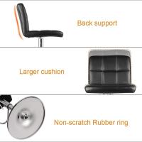 Taburete de Bar de Juego de 2 Altos de Cocina Silla de Bar de Cuero Sintético Regulable en Altura con Resaldo y Reposapiés Giratorio de 360° para Cocina, Mostrador, Bar Negro - details 3