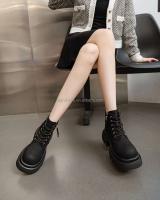Suela gruesa de diseñador con logotipo de Dropshipping para mujer, botas cortas de cuero con aumento de altura - details 10
