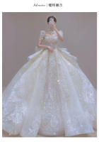 Vestido de novia de estilo francés, novia nueva, estatura pequeña, estilo corte de verano, industria pesada, textura de alta gama, cola grande - details 3