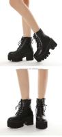 Dropshipping Logo estilo gótico tacones altos zapatos de mujer botas de suela gruesa con cremallera lateral grande - details 6