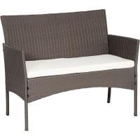 Muebles de jardín de Resina Trenzada Negra - 4 Asientos: 1 sofá, 2 sillones, 1 Mesa de Centro - Cojines Beige con - details 19