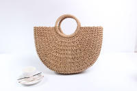 Bolsos de paja con forma de luna para mujer, bolso de mimbre tejido Vintage hecho a mano, ideal para playa, Verano - details 30