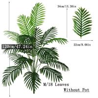 Árbol artificial de 90-120 cm, planta falsa tropical, hojas de palma de plástico verde, ramas grandes utilizadas para el jardín del hogar - details 3