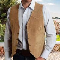 Chaleco marrón para hombre, traje de negocios formal, chaleco para padrinos de boda, nuevo vaquero - details 1