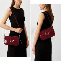 Bolso cruzado retro para mujer Bolso de mano sólido de lujo con correa y solapa, bolso rojo para axila - details 10